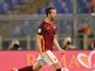 Miralem Pjanic of AS Roma celebrates after scoring the opening goal during the Serie A match between AS Roma and Empoli FC at Stadio Olimpico on October 17, 2015 in Rome, Italy. 