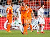 Robin van Persie of the Netherlands (19) reacts during the UEFA EURO 2016 qualifying Group A match between the Netherlands and the Czech Republic at Amsterdam Arena on October 13, 2015