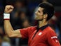 Novak Djokovic of Serbia celebrates after winning his men's singles semi-final match against Andy Murray of Britain at the Shanghai Masters tennis tournament in Shanghai on October 17, 2015