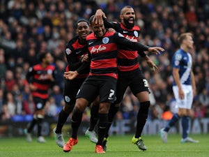 Matt Phillips of Queens Park Rangers celebrates his sides first goal (C) during the Sky Bet Championship match between Birmingham City and Queens Park Rangers at St Andrews on October 17, 2015