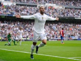 Jese Rodriguez of Real Madrid celebrates after scoring Real's 3rd goal during the La Liga match between Real Madrid CF and Levante UD at estadio Santiago Bernabeu on October 17, 2015