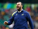 Michael Cheika, Head Coach of Australia gives instructions prior to the 2015 Rugby World Cup Quarter Final match between Australia and Scotland at Twickenham Stadium on October 18, 2015 in London, United Kingdom.