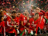 Wales player Gareth Bale and team mates celebrate after the UEFA EURO 2016 Group B Qualifier between Wales and Andorra at Cardiff City stadium on October 13, 2015