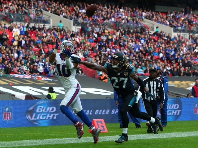 Robert Woods #10 of Buffalo Bills scores a touchdown during the NFL match between Jacksonville Jaguars and Buffalo Bills at Wembley Stadium on October 25, 2015