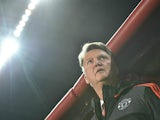 Manchester United's Dutch coach Louis van Gaal looks on prior to the UEFA Champions League group B football match between PFC CSKA Moscow and FC Manchester United at the Arena Khimki stadium outside Moscow on October 21, 2015.