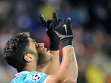 Zenit's Brazilian forward Hulk celebrates after scoring a goal during the UEFA Champions League group H football match between FC Zenit and Olympique Lyonnais at the Petrovsky stadium in St. Petersburg on October 20, 2015.