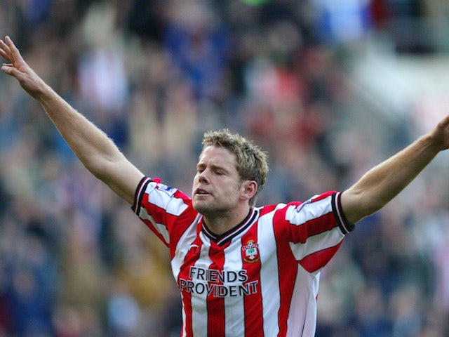 James Beattie of Southampton celebrates his third goal during the FA Barclaycard Premiership match between Southampton and Fulham held on October 27, 2002 at the The Friends Provident St Mary's Stadium, in Southampton, England. Southampton won the match 4