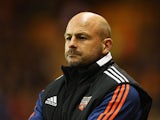 Lee Carsley, manager of Brentford looks on during the Sky Bet Championship match between Wolverhampton Wanderers and Brentford at Molineux on October 21, 2015