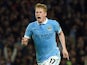 Manchester City's Belgian midfielder Kevin De Bruyne (R) celebrates after scoring during a UEFA Champions league Group D football match between Manchester City and Sevilla at the Etihad Stadium in Manchester, north west England on October 21, 2015.