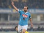 Gonzalo Higuain of SSC Napoli celebrates after scoring his opening goal during the Serie A match between AC Chievo Verona and SSC Napoli at Stadio Marc'Antonio Bentegodi on October 25, 2015