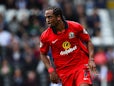 Nathan Delfouneso of Blackburn in action during the Sky Bet Football League Championship match between Fulham and Blackburn Rovers at Craven Cottage on September 13, 2015