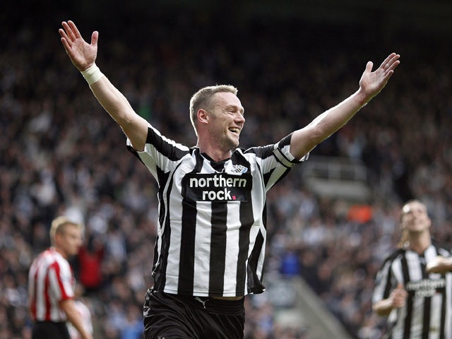 Newcastle United's Kevin Nolan celebrates scoring his 3rd goal against Sunderland during an English FA Premier League football match at St James' Park, Newcastle upon Tyne, England, on October 31, 2010