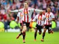 Adam Johnson of Sunderland celebrates scoring his team's first goal from the penalty spot during the Barclays Premier League match between Sunderland and Newcastle United at Stadium of Light on October 25, 2015 in Sunderland, England.