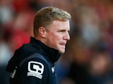 Eddie Howe Manager of Bournemouth looks on during the Barclays Premier League match between A.F.C. Bournemouth and Tottenham Hotspur at Vitality Stadium on October 25, 2015 in Bournemouth, England.
