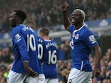 Arouna Kone of Everton celebrates scoring his side's fifth goal during the Barclays Premier League match between Everton and Sunderland at Goodison Park on November 1, 2015 in Liverpool, England. 