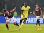 Bologna's midfielder Saphir Taider (L) vies Inter Milan's French midfielder Geoffrey Kondogbia during the Serie A football match Bologna vs InterMilan at Dall'Ara stadium in Bologna on October 27, 2015.