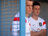 Josh McEachran of England prepares to warm up during the Toulon Tournament Group B match between England and South Korea at the Stade De Lattre on May 28, 2014 in Aubagne, France