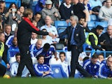 Jurgen Klopp, manager of Liverpool and Jose Mourinho Manager of Chelsea shake hands after the Barclays Premier League match between Chelsea and Liverpool at Stamford Bridge on October 31, 2015
