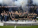 Richie McCaw of New Zealand lifts the trophy during the 2015 Rugby World Cup Final match between New Zealand and Australia at Twickenham Stadium on October 31, 2015 in London, United Kingdom.