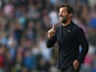 Quique Flores manager of Watford gestures during the Barclays Premier League match between Watford and West Ham United at Vicarage Road on October 31, 2015