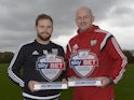 Alan Judge and Lee Carsley of Brentford with their October Player and Manager of the Month awards