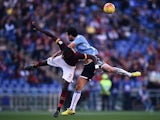 Roma's defender from Germany Antonio Rudiger (R) vies with Lazio's midfielder from Italy Marco Parolo during the Italian Serie A football match AS Roma vs SS Lazio at the Olympic Stadium in Rome on November 8, 2015.