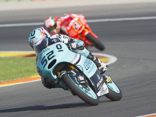 Danny Kent of Britain and Leopard Racing leads the field during the Moto3 race during the MotoGP of Valencia - Race at Ricardo Tormo Circuit on November 8, 2015
