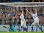Chelsea's Bosnian goalkeeper Asmir Begovic (L) fails to save a shot by Dynamo Kiev's Austrian defender Aleksandar Dragovic (not in picture) to make it 1-1 during a UEFA Chamions league group stage football match between Chelsea and Dynamo Kiev at Stamford