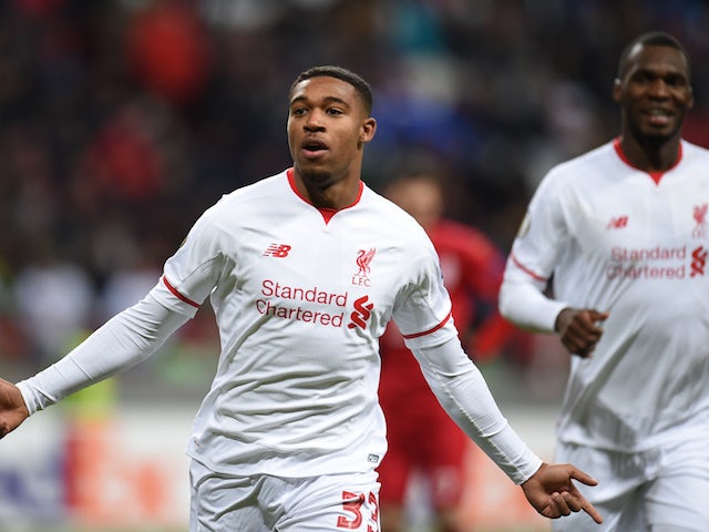 Jordon Ibe of Liverpool FC celebrates after scoring a goal during the UEFA Europa League group B match between FC Rubin Kazan and Liverpool FC at the Kazan Arena Stadium on November 05, 2015 in Moscow, Russia.