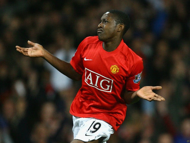 Danny Welbeck of Manchester United celebrates scoring his team's fourth goal during the Barclays Premier League match between Manchester United and Stoke City at Old Trafford on November 15, 2008 in Manchester, England.