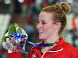 Bronze medalist Siobhan-Marie O'Connor of Great Britain during the medal ceremony for the Women's 200m Individual Medley on day ten of the 16th FINA World Championships at the Kazan Arena on August 3, 2015