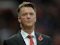 Manchester United's Dutch manager Louis van Gaal leaves the pitch at half-time during the English Premier League football match between Manchester United and West Bromwich Albion at Old Trafford stadium in Manchester, north west England, on November 7, 20