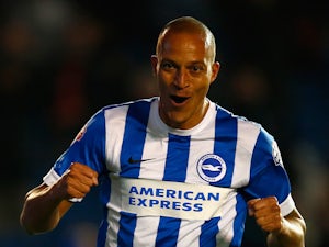 Bobby Zamora of Brighton celebrates after scoring during the Sky Bet Championship match between Brighton & Hove Albion and Bristol City at Amex Stadium on October 20, 2015