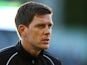 Bristol manager Darrell Clarke looks on during the first leg of the Vanarama Football Conference playoff semi-final between Forest Green Rovers and Bristol Rovers at The New Lawn Stadium on April 29, 2015