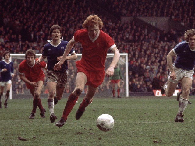 David Fairclough of Liverpool in action during the Football League Division One match between Liverpool and Everton at Anfield in April, 1977
