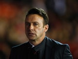 Dougie Freedman of Nottingham Forest looks on during the Sky Bet Championship match between Nottingham Forest and Burnley at City Ground on October 20, 2015