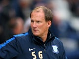 Simon Grayson the manager of Preston North End looks on prior to the Capital One Cup Second Round match between Preston North End and Watford at Deepdale on August 25, 2015