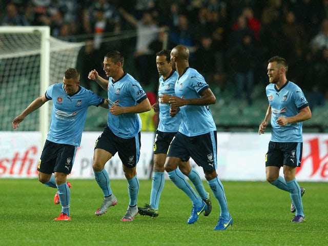 Filip Holosko of Sydney FC celebrates scoring a goal during the round six A-League match between Sydney FC and Melbourne Victory at Allianz Stadium on November 14, 2015