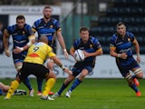 Charlie Mulchrone of Worcester Warriors pushes forward during the European Rugby Challenge Cup match between Worcester Warriors and La Rochelle at Sixways Stadium on November 14, 2015