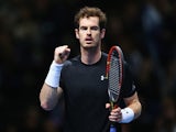 Andy Murray of Great Britain celebrates victory in his men's singles match against David Ferrer of Spain during day two of the Barclays ATP World Tour Finals at O2 Arena on November 16, 2015