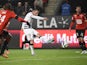 Bordeaux's German defender Diego Contento (C) scores a goal during the French L1 football match Rennes against Bordeaux on November 22, 2015