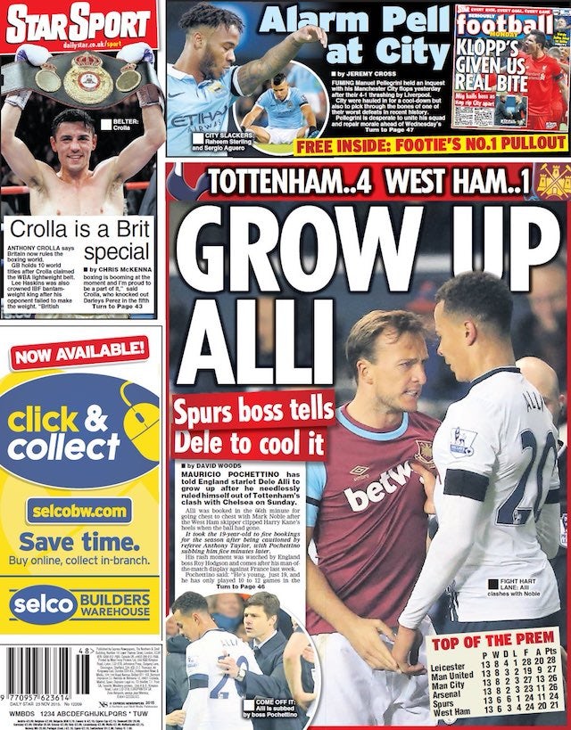 Daily Star back page for November 23, 2015