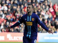 Shaun Maloney of Hull City celebrates his sides first goal during the Sky Bet Championship match between Bristol City and Hull City at Ashton Gate on November 21, 2015