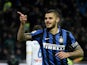 Inter Milan's forward from Argentina Mauro Icardi celebrates after scoring during the Italian Serie A football match Inter Milan vs Frosinone on November 22, 2015