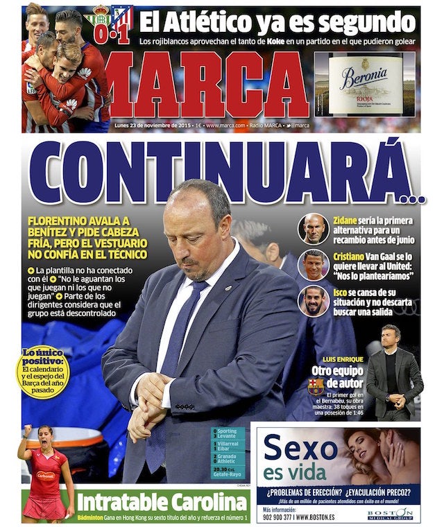 Marca front page for November 23, 2015