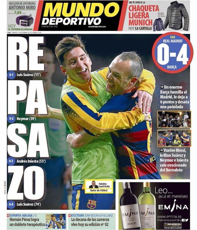Mundo Deportivo cover for November 22, 2015