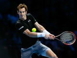 Andy Murray of Great Britain hits a backhand during the men's singles match against Stan Wawrinka of Switzerland on day six of the Barclays ATP World Tour Finals at the O2 Arena on November 20, 2015 in London, England.