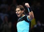Rafael Nadal of Spain celebrates victory after his men's singles match against Stanislas Wawrinka of Switzerland during day two of the Barclays ATP World Tour Finals at O2 Arena on November 16, 2015