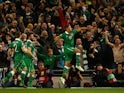 Jon Walters #14 of the Republic of Ireland celebrates after scoring the opening goal from the penalty spot during the UEFA EURO 2016 Qualifier play off, second leg match between Republic of Ireland and Bosnia and Herzegovina at the Aviva Stadium on Novemb