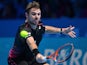 Switzerland's Stanislas Wawrinka returns the ball to Spain's Rafael Nadal during their men's singles group stage match on day two of the ATP World Tour Finals tennis tournament in London on November 16, 2015